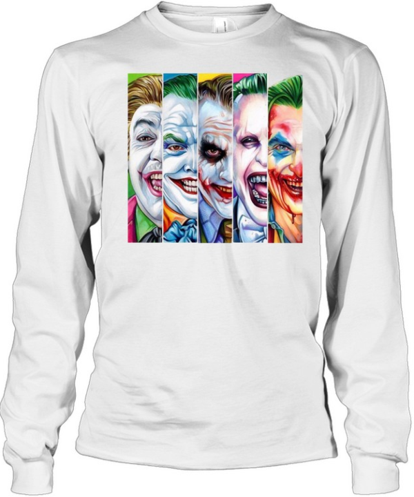 Evolution of Joker Clown Prince of Crime Halloween Comic Graphic Long Sleeved T-shirt