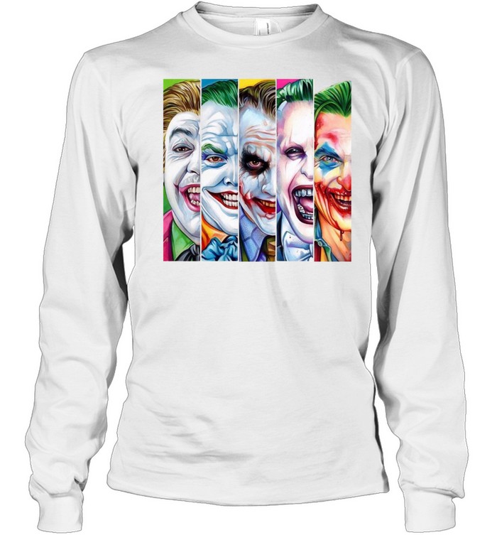 Evolution of Joker Clown Prince of Crime Halloween Comic Graphic Long Sleeved T-shirt