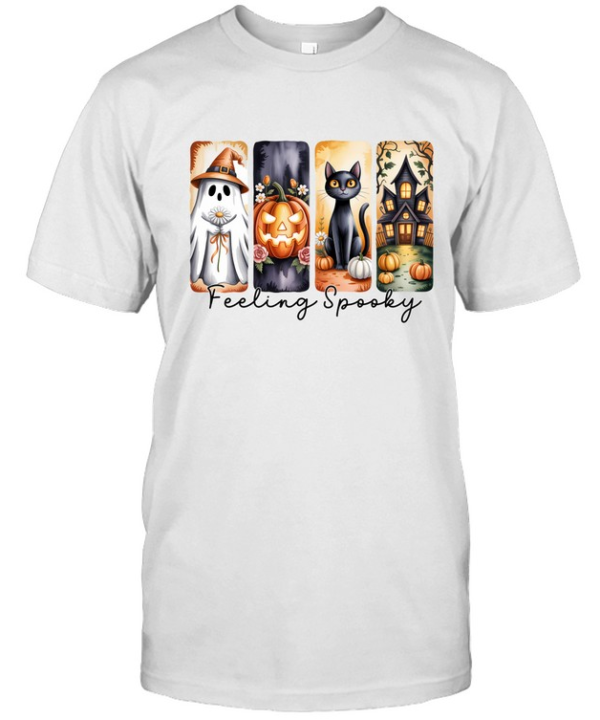 Feeling Spooky Cute Ghost Pumpkin Black Cat Haunted House Halloween T- Classic Men's T-shirt