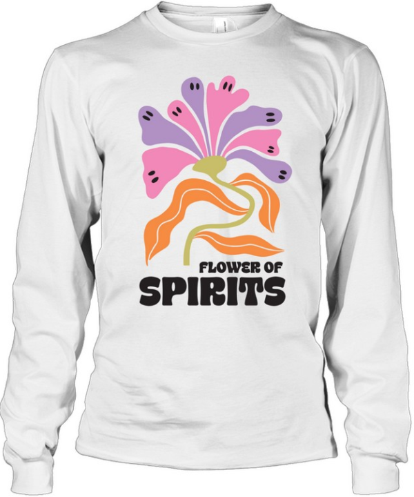 Flower Of Spirits Boho Ghost Petals Halloween T- Long Sleeved T-shirt