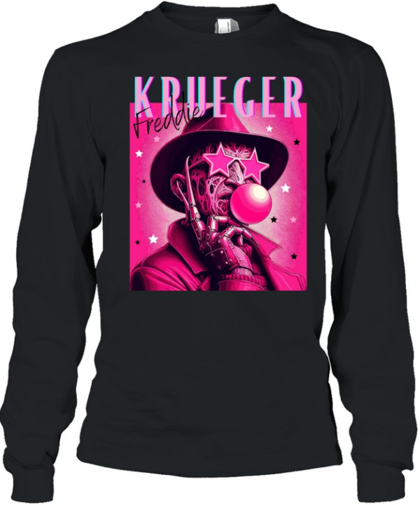 Freddie Krueger Pink Bubblegum Star Glasses Pop Art Horror Long Sleeved T-shirt