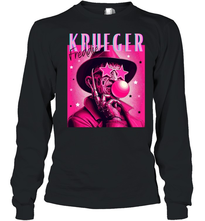Freddie Krueger Pink Bubblegum Star Glasses Pop Art Horror Long Sleeved T-shirt