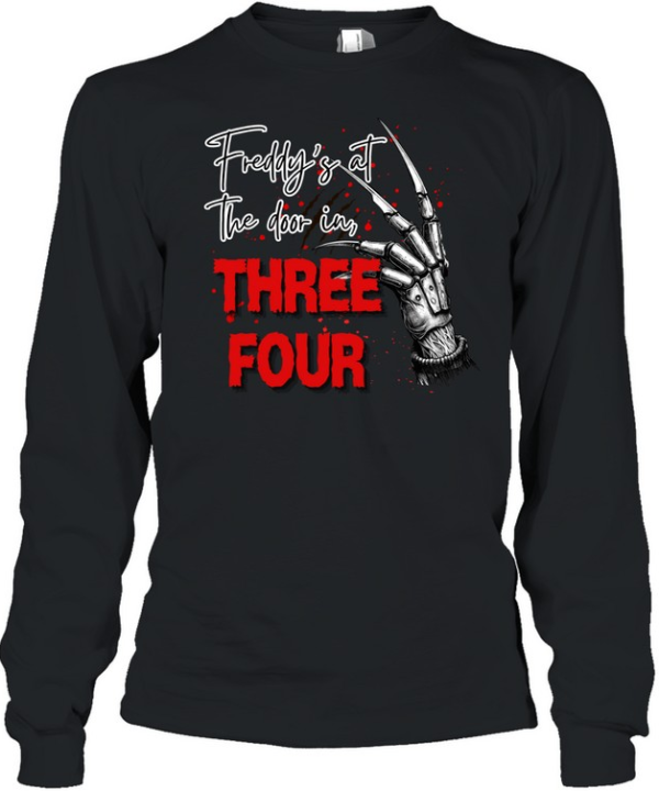 Freddy's At The Door Three Four Glove Halloween T- Long Sleeved T-shirt