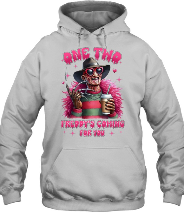 Freddy's Coming For You Pink Feather Boa Coffee Halloween Graphic  Unisex Hoodie