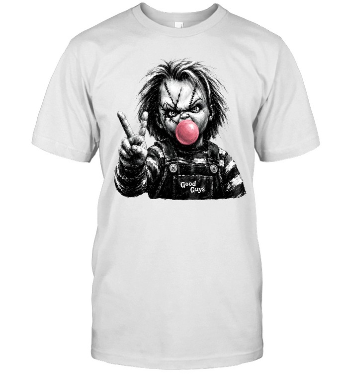 Funny Chucky Doll Blowing Bubble Gum Peace Sign Halloween Horror Classic Men's T-shirt Funny Chucky Doll Blowing Bubble Gum Peace Sign Halloween Horror Classic Men's T-shirt