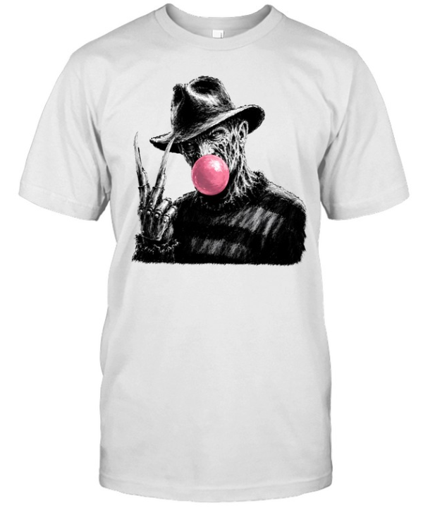 Funny Freddy Krueger Blowing Bubble Gum Peace Sign Halloween Horror  Classic Men's T-shirt