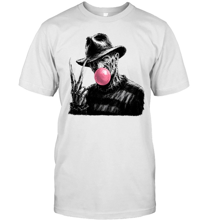 Funny Freddy Krueger Blowing Bubble Gum Peace Sign Halloween Horror Classic Men's T-shirt Funny Freddy Krueger Blowing Bubble Gum Peace Sign Halloween Horror Classic Men's T-shirt