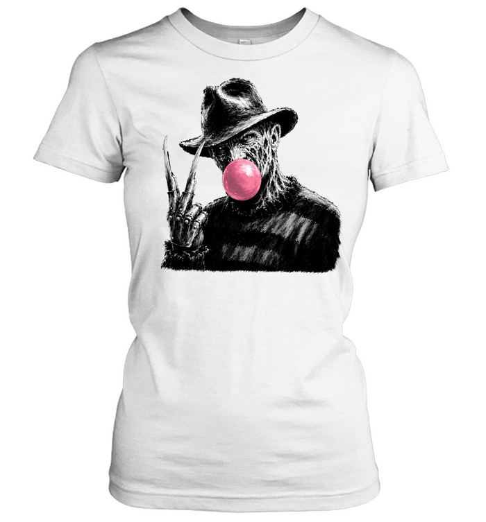 Funny Freddy Krueger Blowing Bubble Gum Peace Sign Halloween Horror Classic Women's T-shirt