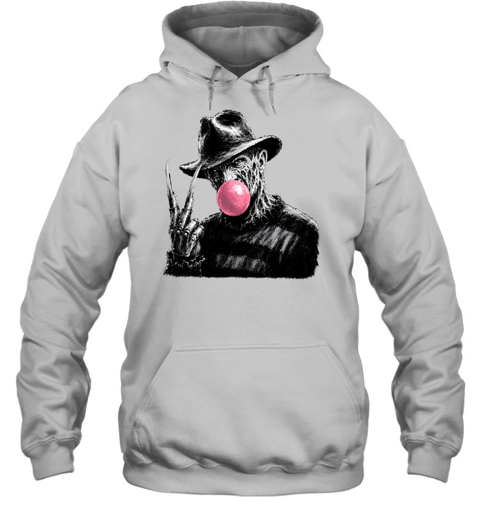 Funny Freddy Krueger Blowing Bubble Gum Peace Sign Halloween Horror Unisex Hoodie Funny Freddy Krueger Blowing Bubble Gum Peace Sign Halloween Horror Unisex Hoodie