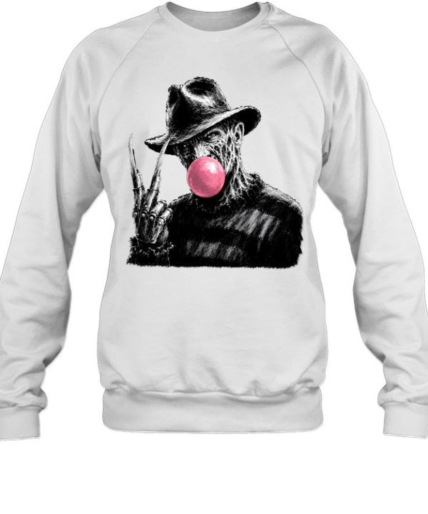 Funny Freddy Krueger Blowing Bubble Gum Peace Sign Halloween Horror Unisex Sweatshirt