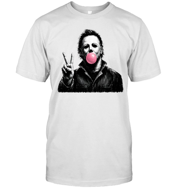 Funny Michael Myers Blowing Bubble Gum Peace Sign Halloween Horror Classic Men's T-shirt Funny Michael Myers Blowing Bubble Gum Peace Sign Halloween Horror Classic Men's T-shirt