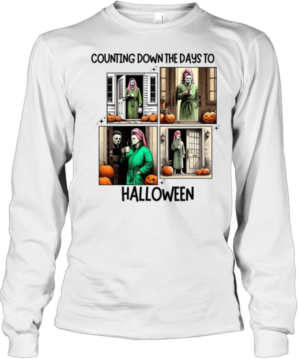 Funny Michael Myers Morning Routine Bathrobe Coffee Halloween T- Long Sleeved T-shirt