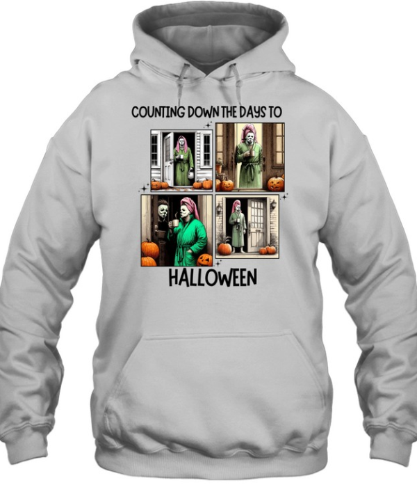 Funny Michael Myers Morning Routine Bathrobe Coffee Halloween T- Unisex Hoodie