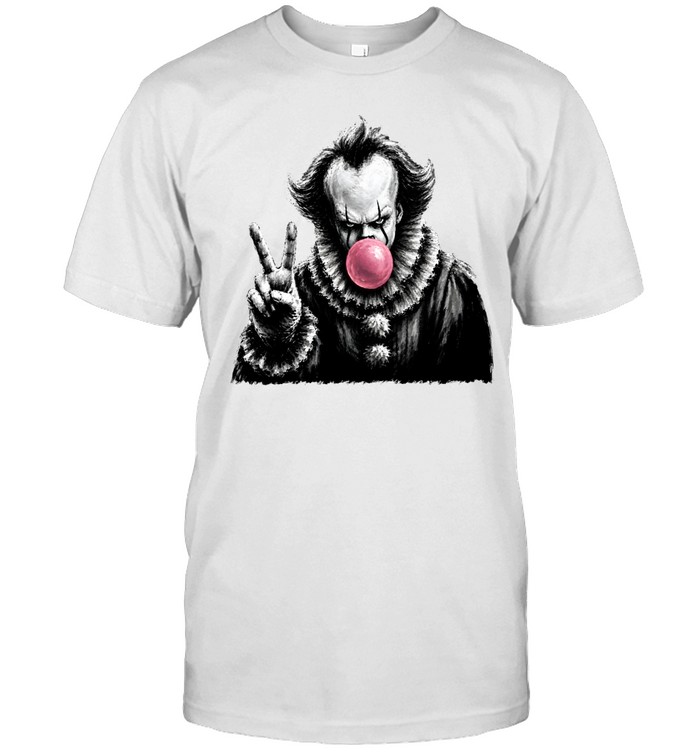 Funny Pennywise Blowing Bubble Gum Peace Sign Halloween Horror Classic Men's T-shirt Funny Pennywise Blowing Bubble Gum Peace Sign Halloween Horror Classic Men's T-shirt