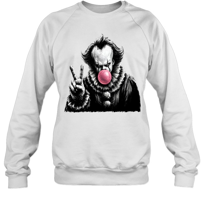 Funny Pennywise Blowing Bubble Gum Peace Sign Halloween Horror Unisex Sweatshirt Funny Pennywise Blowing Bubble Gum Peace Sign Halloween Horror Unisex Sweatshirt