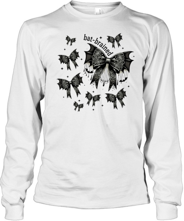Gothic Bat Wing Lace Ribbon Bows Halloween T- Long Sleeved T-shirt