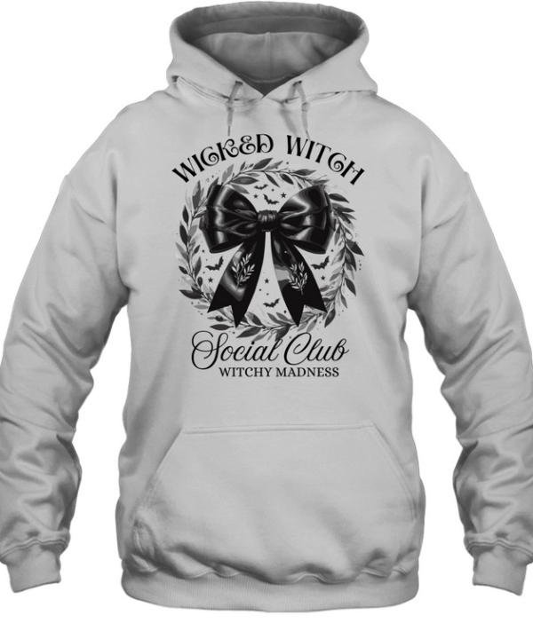 Gothic Black Bow Leaf Wreath Bats Halloween T- Unisex Hoodie