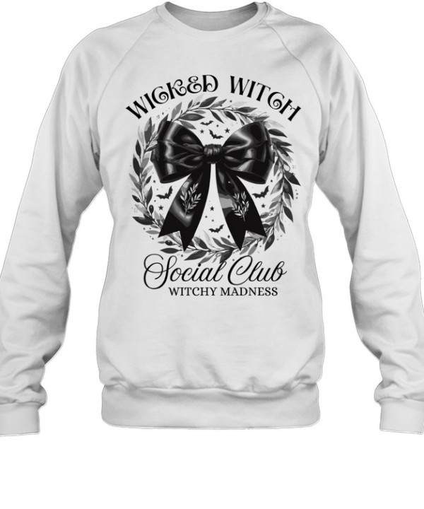 Gothic Black Bow Leaf Wreath Bats Halloween T- Unisex Sweatshirt