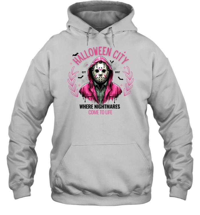 Halloween City Come To Life Pink Hockey Mask Slasher T- Unisex Hoodie Halloween City Come To Life Pink Hockey Mask Slasher T- Unisex Hoodie