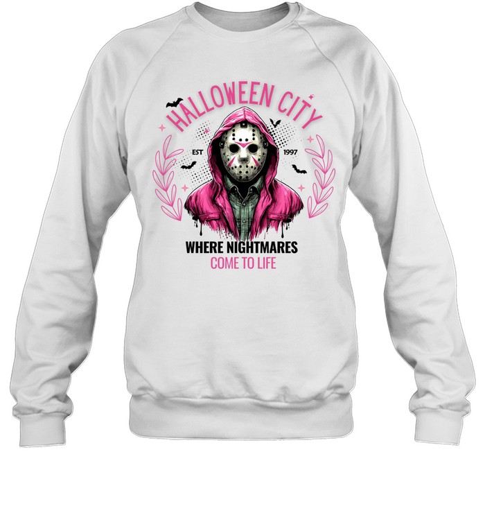 Halloween City Come To Life Pink Hockey Mask Slasher T- Unisex Sweatshirt Halloween City Come To Life Pink Hockey Mask Slasher T- Unisex Sweatshirt