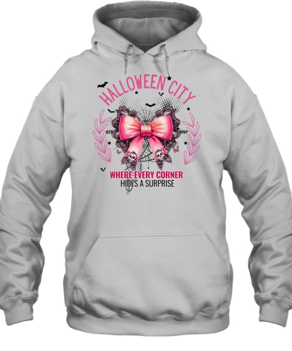 Halloween City Pink Coquette Bow Skull Ribbon T- Unisex Hoodie