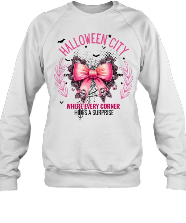Halloween City Pink Coquette Bow Skull Ribbon T- Unisex Sweatshirt