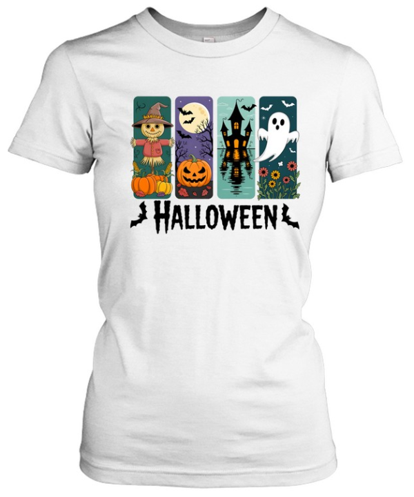 Halloween Scarecrow Pumpkin Haunted Castle Ghost T- Classic Women's T-shirt