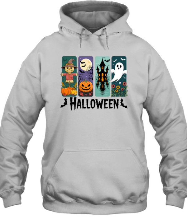 Halloween Scarecrow Pumpkin Haunted Castle Ghost T- Unisex Hoodie