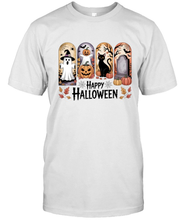 Happy Halloween Cute Ghost Black Cat Pumpkin T- Classic Men's T-shirt