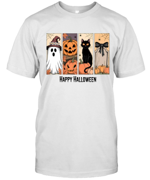 Happy Halloween Cute Witch Ghost Black Cat Pumpkin T- Classic Men's T-shirt