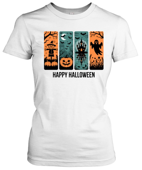 Happy Halloween Scarecrow Pumpkin Haunted Castle Ghost T- Classic Women's T-shirt