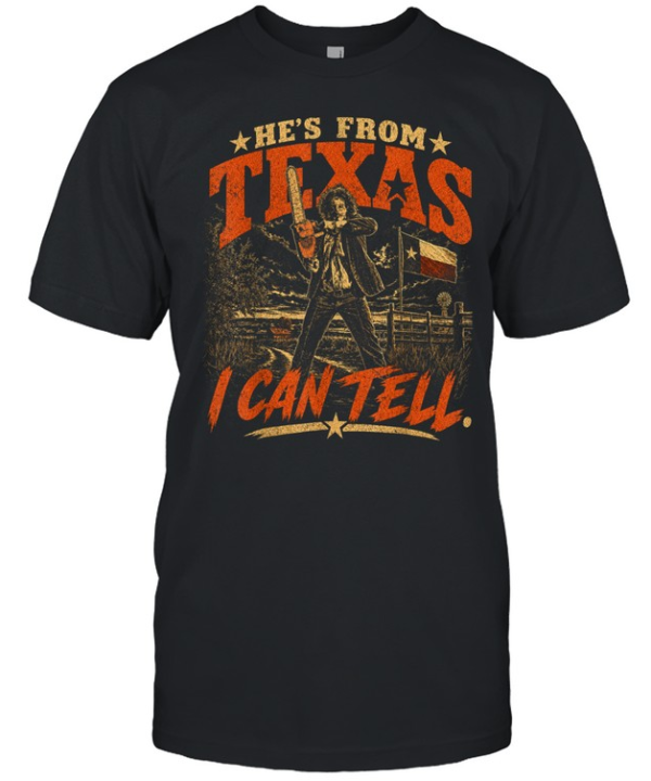 He's From Texas I Can Tell Chainsaw Slasher Texas Flag Halloween T- Classic Men's T-shirt