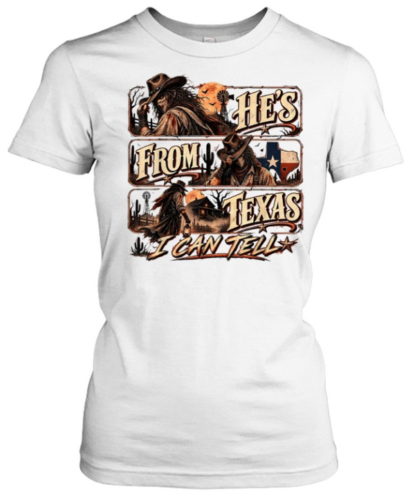 He's From Texas I Can Tell Horror Cowboy Western Slasher Halloween T- Classic Women's T-shirt