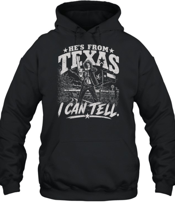 He's From Texas I Can Tell Monochrome Chainsaw Slasher Halloween T- Unisex Hoodie