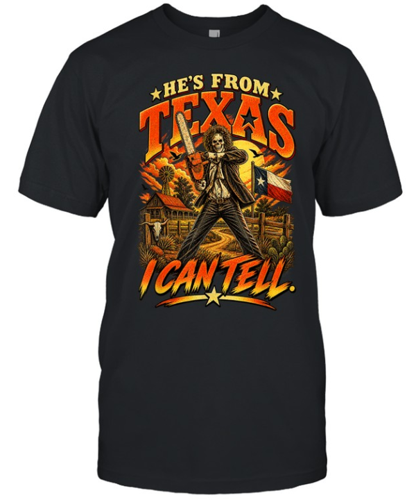 He's From Texas I Can Tell Skull Chainsaw Horror Halloween T- Classic Men's T-shirt