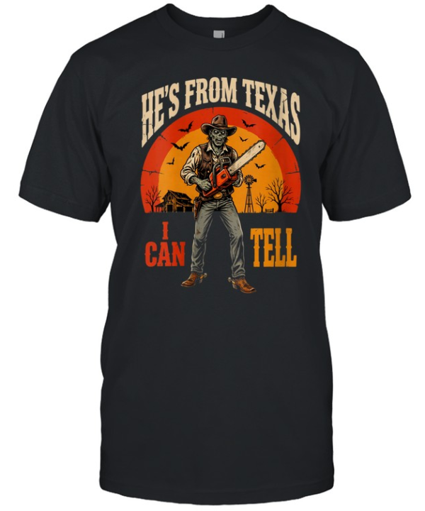He's From Texas I Can Tell Zombie Cowboy Chainsaw Halloween T- Classic Men's T-shirt