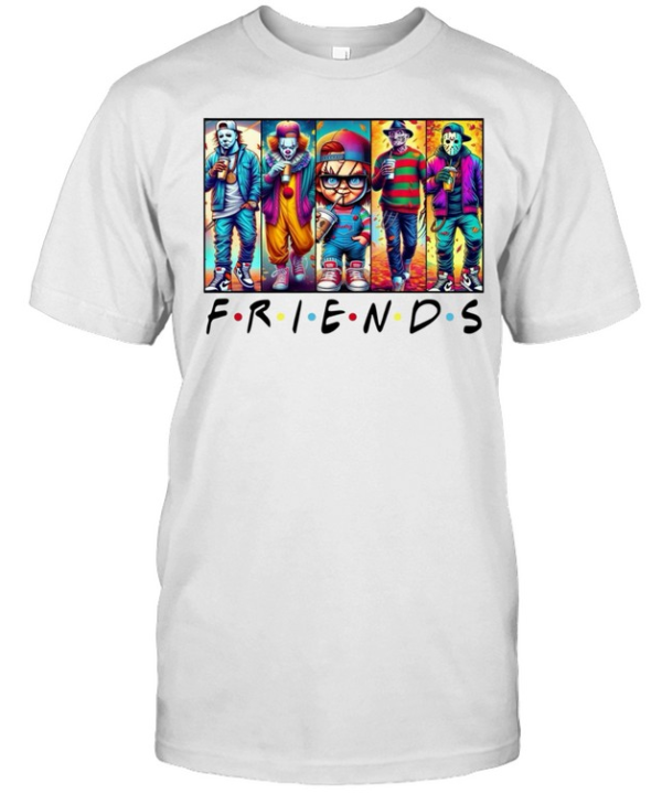 Horror Friends Streetwear Slasher Squad Drinking Coffee Halloween  Classic Men's T-shirt