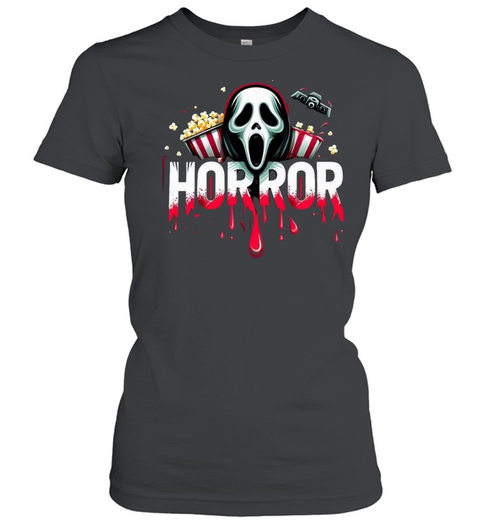 Horror Movie Night Ghostface Popcorn Blood Drip Halloween Classic Women's T-shirt