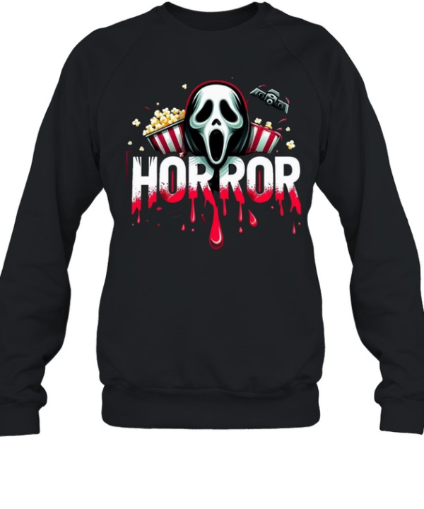 Horror Movie Night Ghostface Popcorn Blood Drip Halloween Unisex Sweatshirt