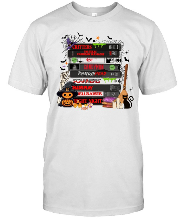 Horror Movie VHS Tapes Halloween Stack Pumpkin T- Classic Men's T-shirt