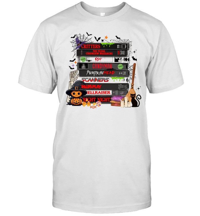 Horror Movie VHS Tapes Halloween Stack Pumpkin T- Classic Men's T-shirt Horror Movie VHS Tapes Halloween Stack Pumpkin T- Classic Men's T-shirt
