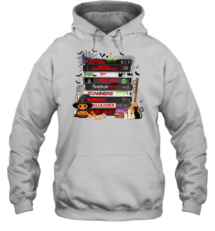 Horror Movie VHS Tapes Halloween Stack Pumpkin T- Unisex Hoodie Horror Movie VHS Tapes Halloween Stack Pumpkin T- Unisex Hoodie
