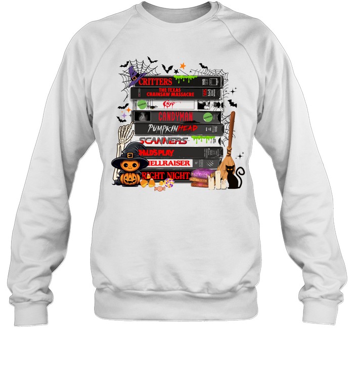 Horror Movie VHS Tapes Halloween Stack Pumpkin T- Unisex Sweatshirt Horror Movie VHS Tapes Halloween Stack Pumpkin T- Unisex Sweatshirt