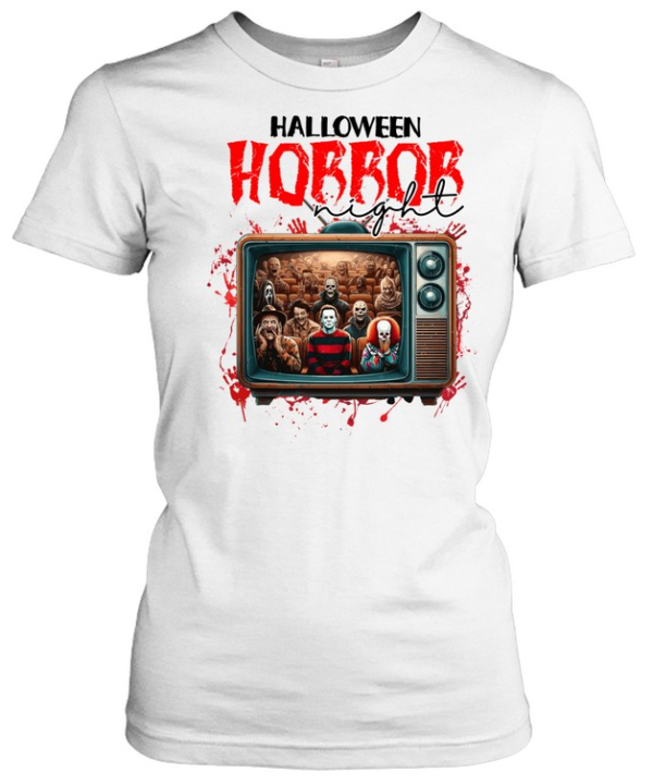 Horror Night Retro TV Movie Cinema Slashers Halloween T- Classic Women's T-shirt
