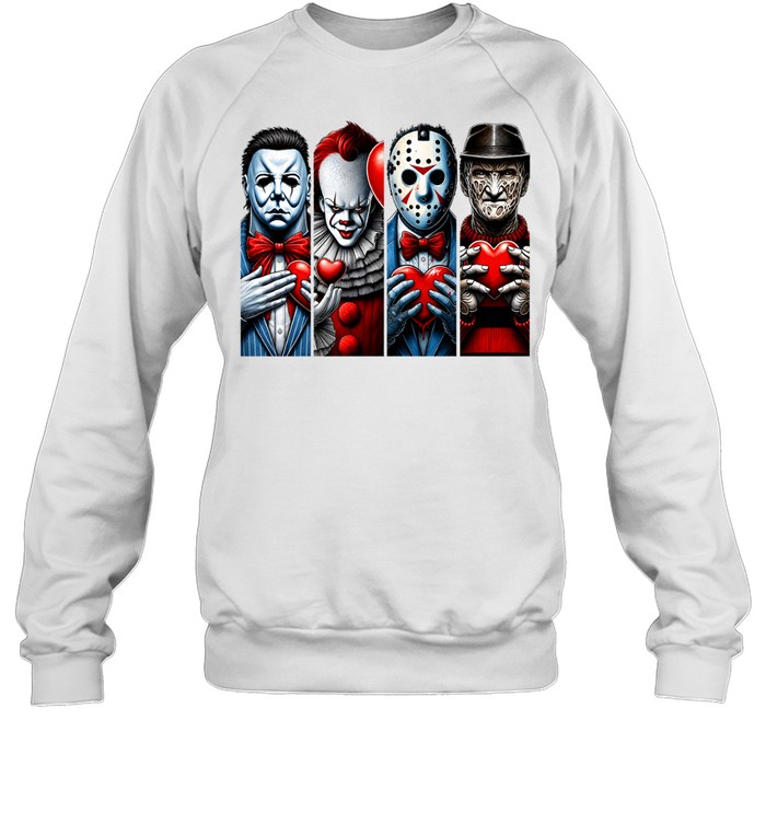 Horror Slasher Squad Gentlemen Holding Hearts Valentine Halloween Graphic Unisex Sweatshirt Horror Slasher Squad Gentlemen Holding Hearts Valentine Halloween Graphic Unisex Sweatshirt