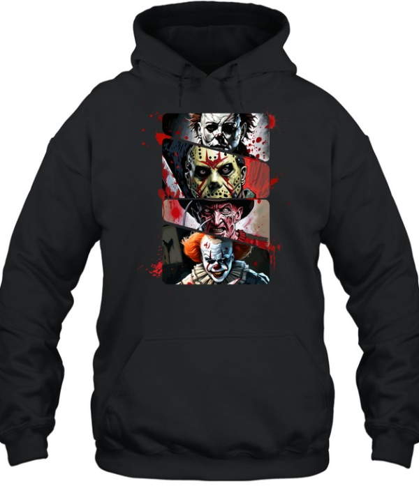 Horror Slasher Villains Michael Jason Freddy Pennywise Halloween T- Unisex Hoodie