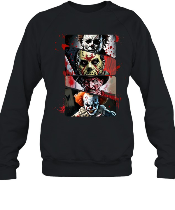Horror Slasher Villains Michael Jason Freddy Pennywise Halloween T- Unisex Sweatshirt