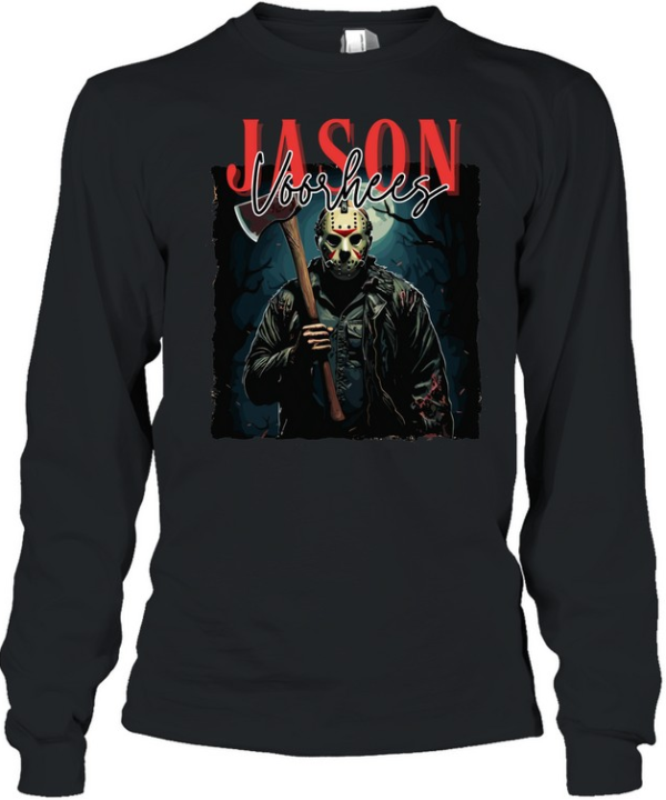 Jason Voorhees Bloody Axe Camp Crystal Lake Halloween Horror Long Sleeved T-shirt