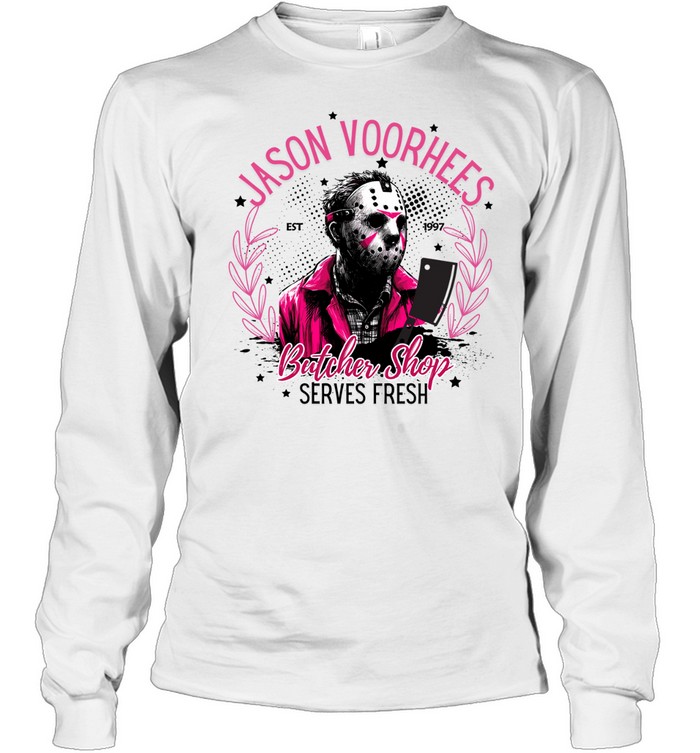 Jason Voorhees Butcher Pink Hockey Mask Slasher Halloween T- Long Sleeved T-shirt