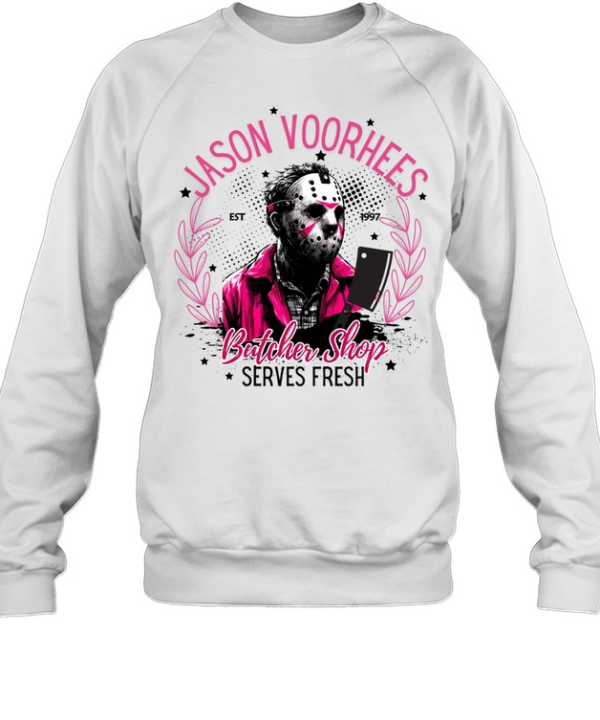 Jason Voorhees Butcher Pink Hockey Mask Slasher Halloween T- Unisex Sweatshirt